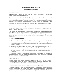 GUJARAT PIPAVAV PORT LIMITED RISK MANAGEMENT PLAN