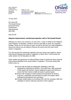 23 June 2015 Mrs Claire Pitt The Russell School Brushwood Drive