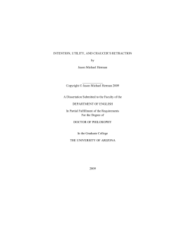 INTENTION, UTILITY, AND CHAUCER`S RETRACTION by Jason