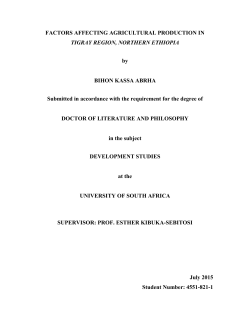 Factors Affecting Agricultural Production in Tigray Region, Northern