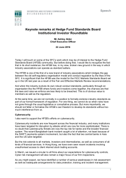 Keynote remarks at Hedge Fund Standards Board Institutional