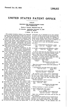 Process for manufacturing basic zinc carbonate