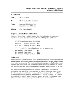 ACTION iPad Tech Fee Memo - Wilmette Public Schools District 39