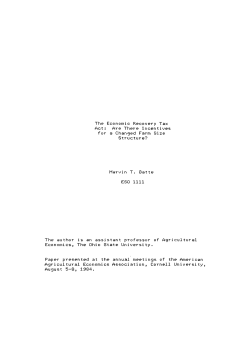 The Economic Recovery Tax Act: Are There Incentives for a