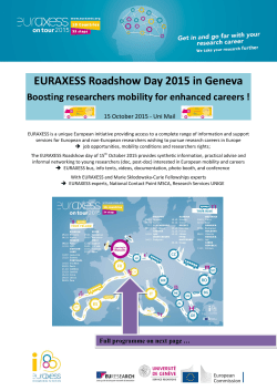 EURAXESS Roadshow Day 2015 in Geneva Boosting researchers