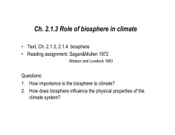 Ch. 2.1.3 Role of biosphere in climate
