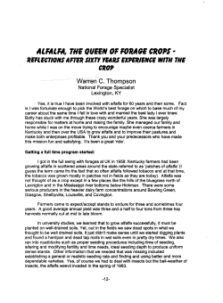 Alfalfa, The Queen of Forage Crops &acirc;&bull;fl Reflections After Sixty Years