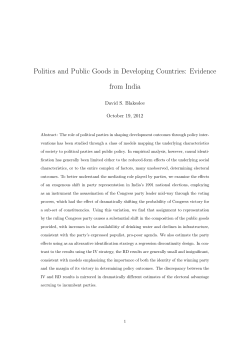 Politics and Public Goods in Developing Countries: Evidence from