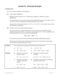 Section 5.6 Factoring Strategies