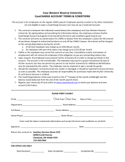 Case Western Reserve University CaseCHARGE ACCOUNT