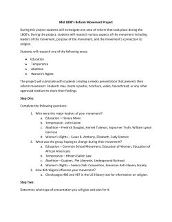 Mid 1800`s Reform Movement Project During - mi