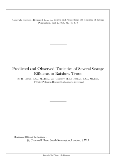 Predicted and Observed Toxicities of Several Sewage Effluents to