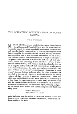 The Scientific Achievements of Blaise Pascal. Pascal`s