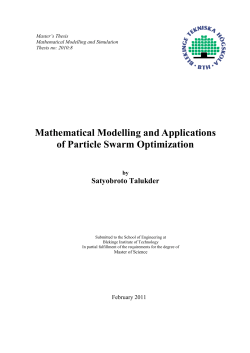 Mathematical Modelling and Applications of Particle Swarm