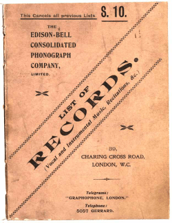 Edison-Bell List of Records 1898 - British Library