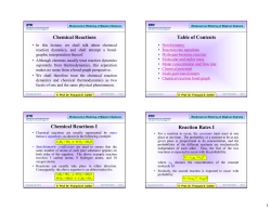 Chemical Reactions Table of Contents Chemical Reactions I