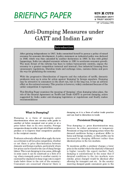 Anti-Dumping Measures under GATT and Indian Law