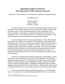 Appointing Judges in Ontario: The Experience of One Attorney