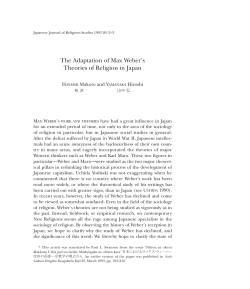 The Adaptation of Max Weber`s Theories of Religion in Japan