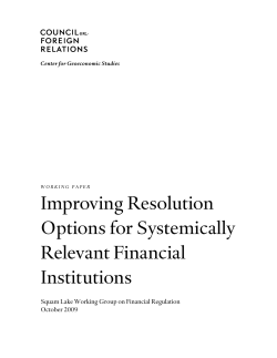 Improving Resolution Options for Systemically Relevant Financial