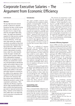 Corporate Executive Salaries &ndash; The Argument from Economic