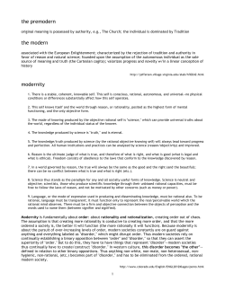 the premodern the modern modernity