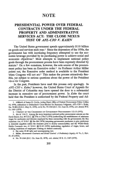 Presidential Power Over Federal Contracts Under the Federal