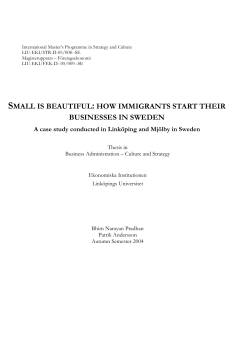 SMALL IS BEAUTIFUL: HOW IMMIGRANTS START THEIR