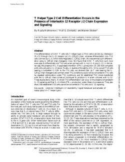 T Helper Type 2 Cell Differentiation Occurs in the Presence of