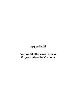 Appendix H Animal Shelters and Rescue Organizations in Vermont