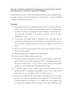 Check-list &laquo; Conformity and precision of packaging and measuring