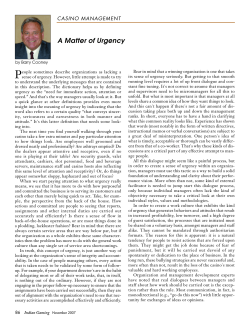 A Matter of Urgency - Indian Gaming Magazine