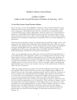 Modern History Sourcebook Galileo Galilei: Letter to the Grand