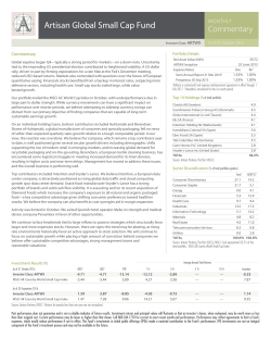 Monthly Commentary&mdash;Artisan Global Small Cap