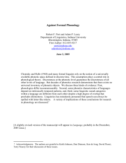 Against Formal Phonology - Computer Science: Indiana University