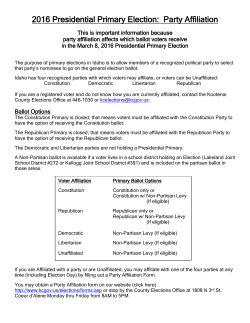 2016 Presidential Primary Election: Party Affiliation