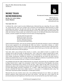 more than remembering - Plymouth Congregational Church