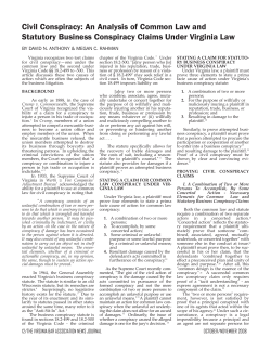 Civil Conspiracy: An Analysis of Common Law and Statutory