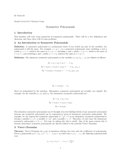 Symmetric Polynomials - Art of Problem Solving