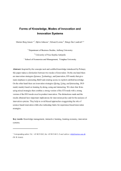 Forms of Knowledge, Modes of Innovation and Innovation