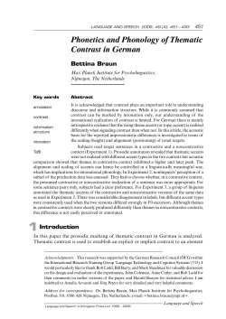 Phonetics and Phonology of Thematic Contrast in German