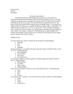 Formative Assessment on the Incas and Machu Picchu