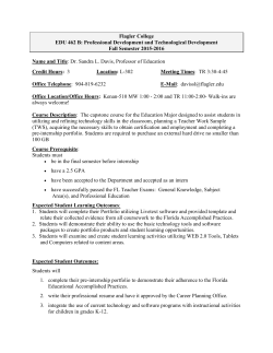 Flagler College EDU 462 B: Professional Development