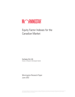 Equity Factor Indexes for the Canadian Market
