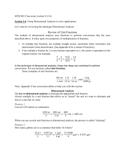 Review of Unit Fractions
