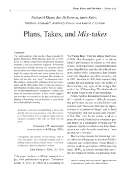 Plans, Takes, and Mis-takes - Outlines. Critical Practice Studies