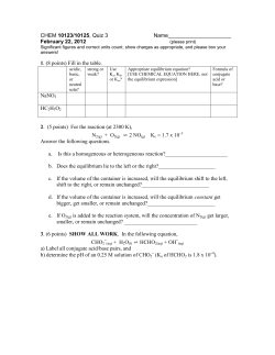 CHEM 10123/10125, Quiz 1 Name Ima Key