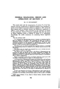 Richardson, J E --- "Federal Deadlocks: Origin and Operation of