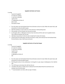 Spaghetti with Basil and Tomato 1 serving: