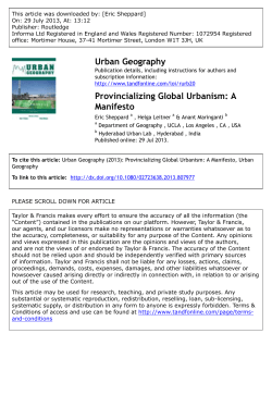 Provincializing Global Urbanism: A Manifesto